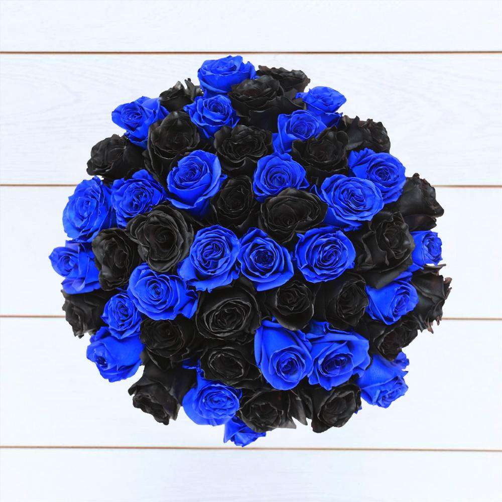 Black & Blue Roses Bouquet by Rosaholics