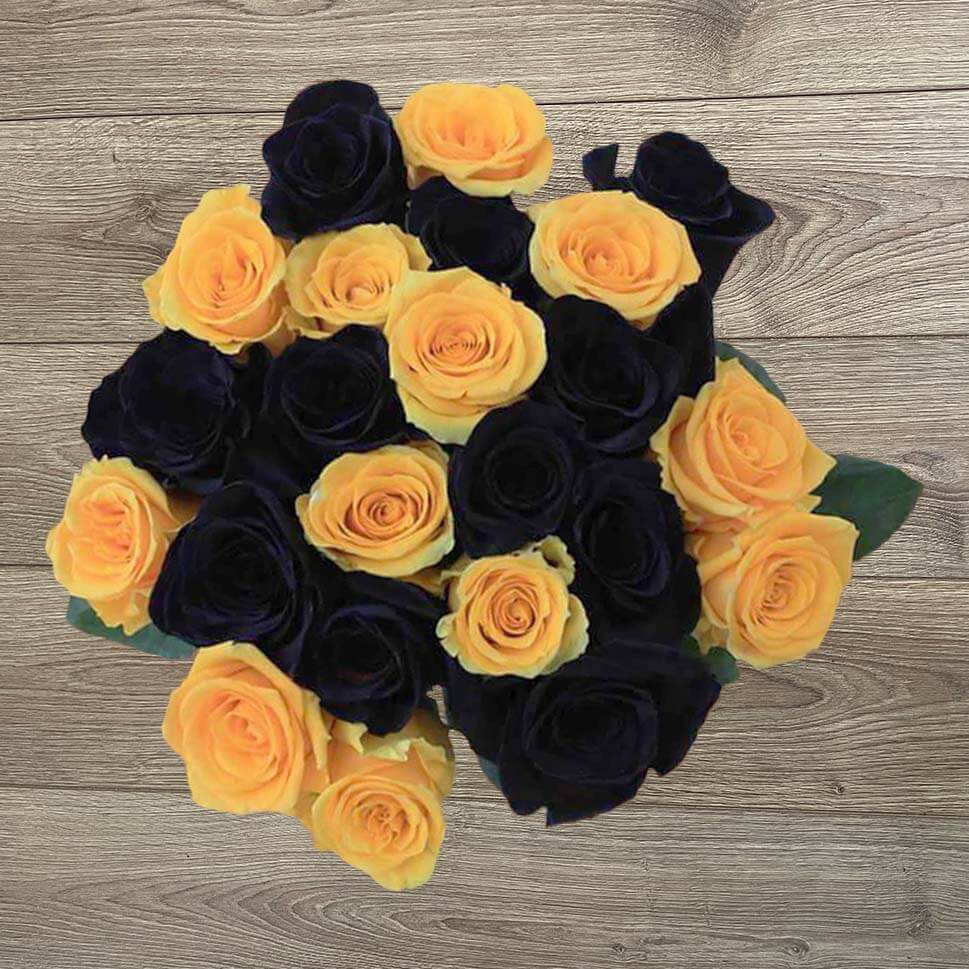 Black & Yellow Roses - Black Sun Bouquet by Rosaholics