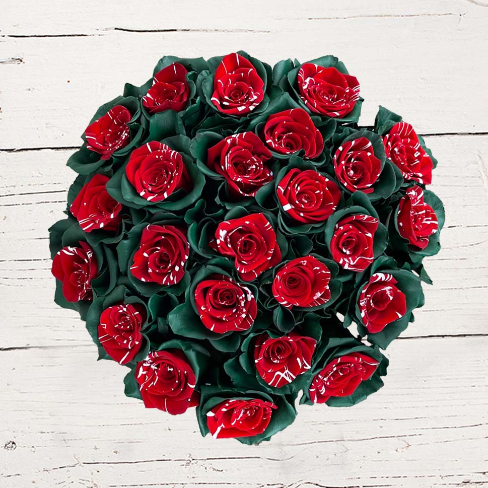 Green and Red Christmas Roses - Juniper Bouquet by Rosaholics