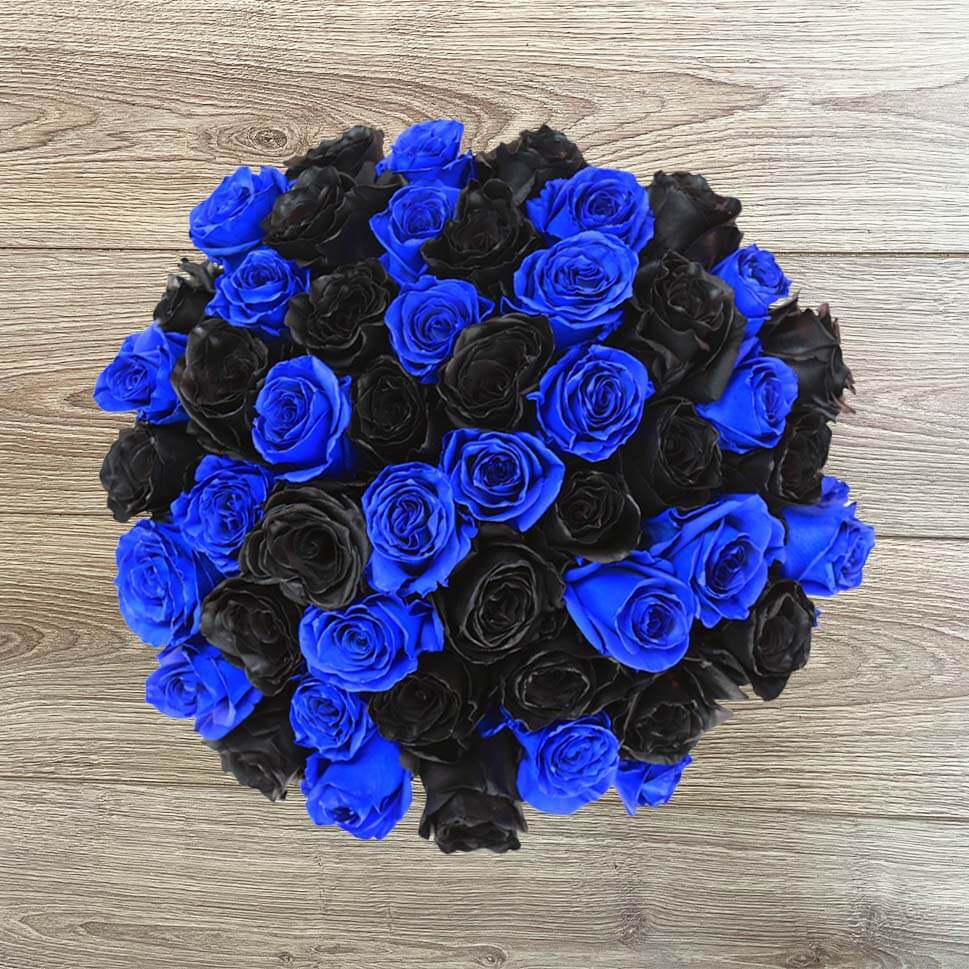 Black and Blue Roses Bouquet by Rosaholics