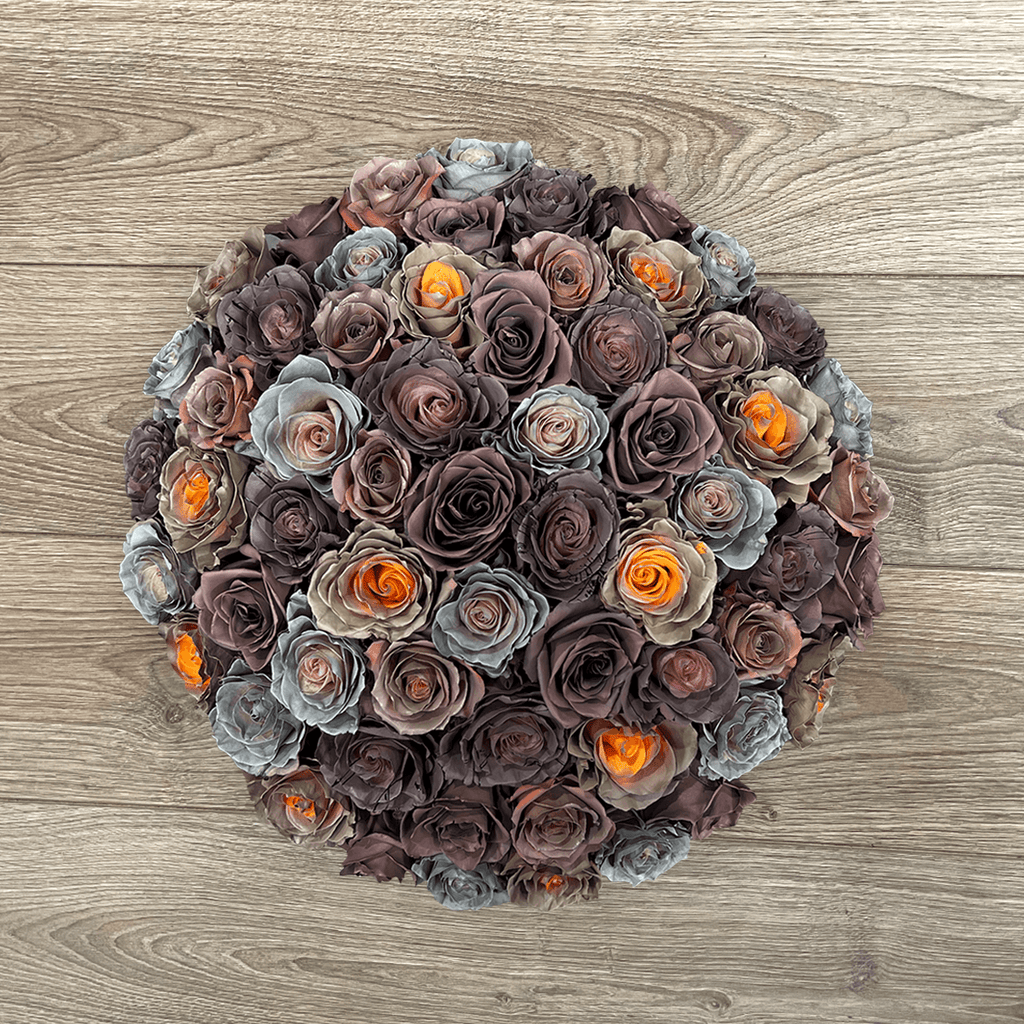 Gray, Brown & Orange Roses - Spooky Brew Bouquet by Rosaholics