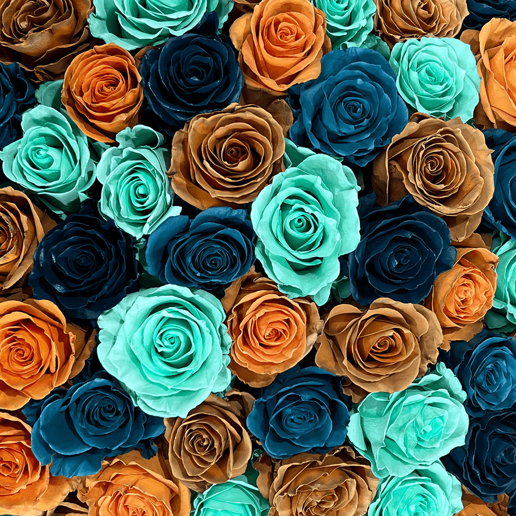 Close-up Blue and Brown Roses Bouquet