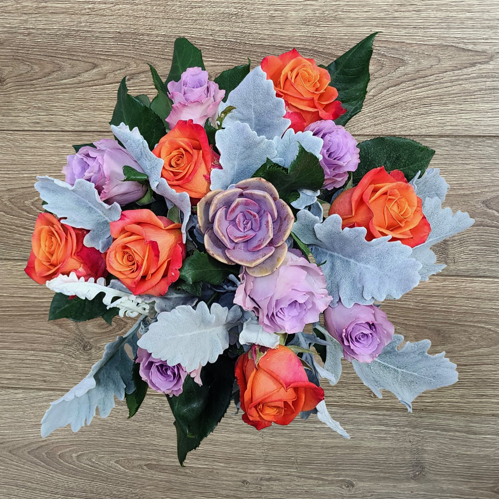 Purple and Orange Roses Bouquet | CITRUS BLISS – Rosaholics