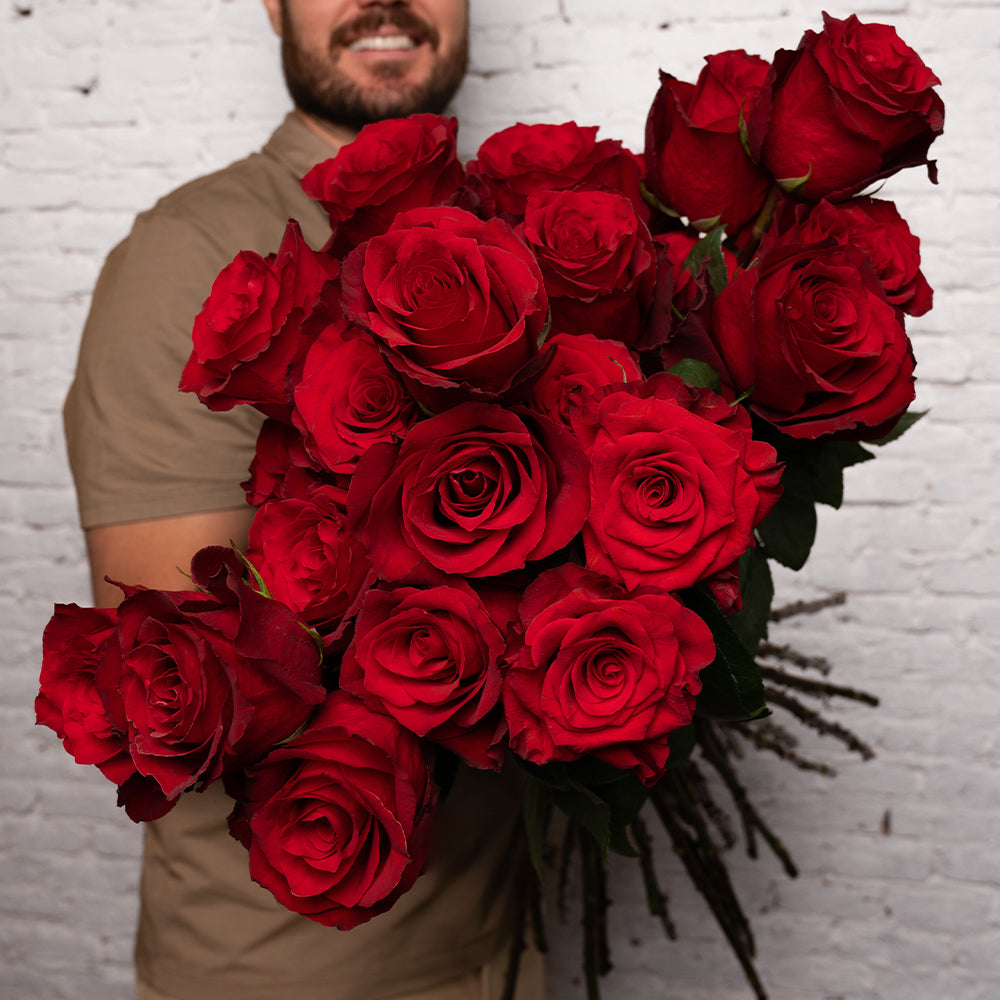 Long Red Roses Line Long Red Roses Delivery – (2 DZ, 24 inches) | Rosaholics
