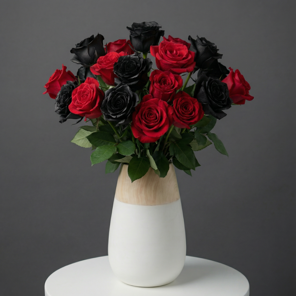 Red and Black Roses Bouquet | Fresh Roses Delivery – Rosaholics