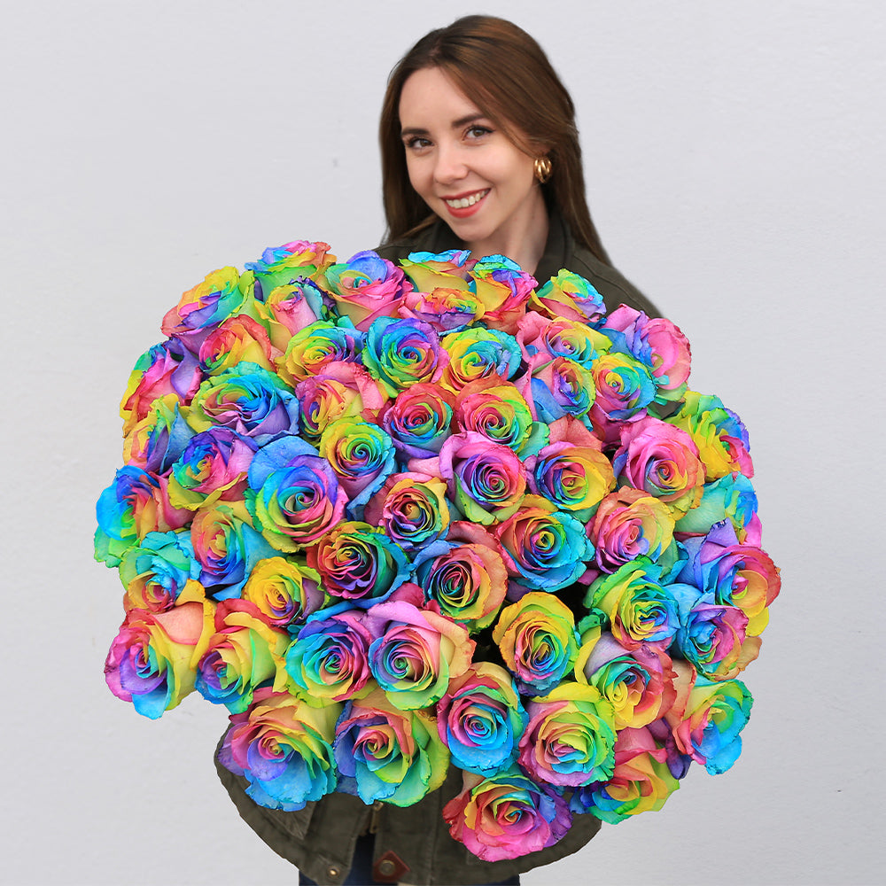 Rainbow Rose Bouquet | Rainbow Roses Delivery Rosaholics 1 DOZEN (CUTE SIZE) Rainbow Rose Bouquet | Rainbow Roses Delivery Rosaholics 1 DOZEN (CUTE SIZE)