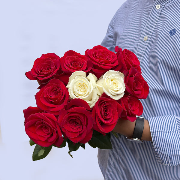 Switzerland Roses | Red & White Flag Bouquet | Rosaholics