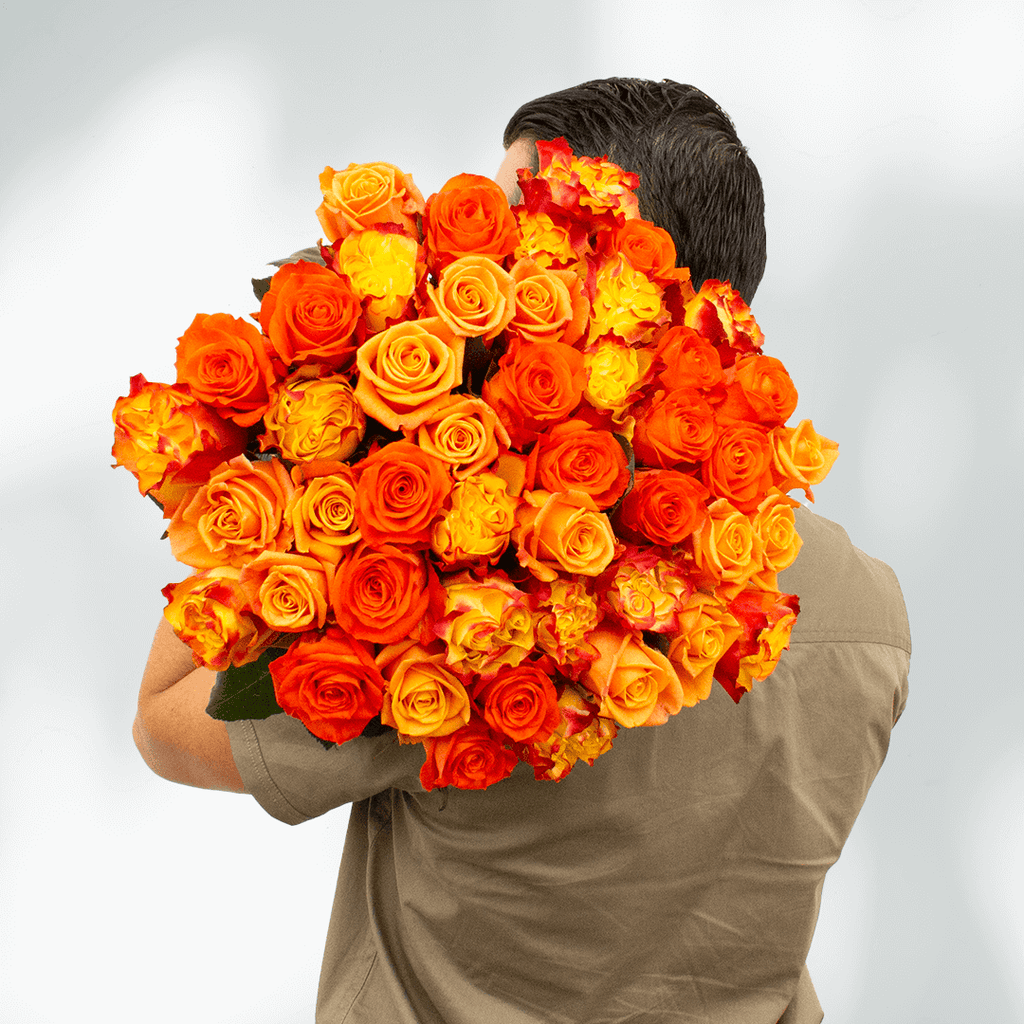 Orange Explosion Roses Bouquet