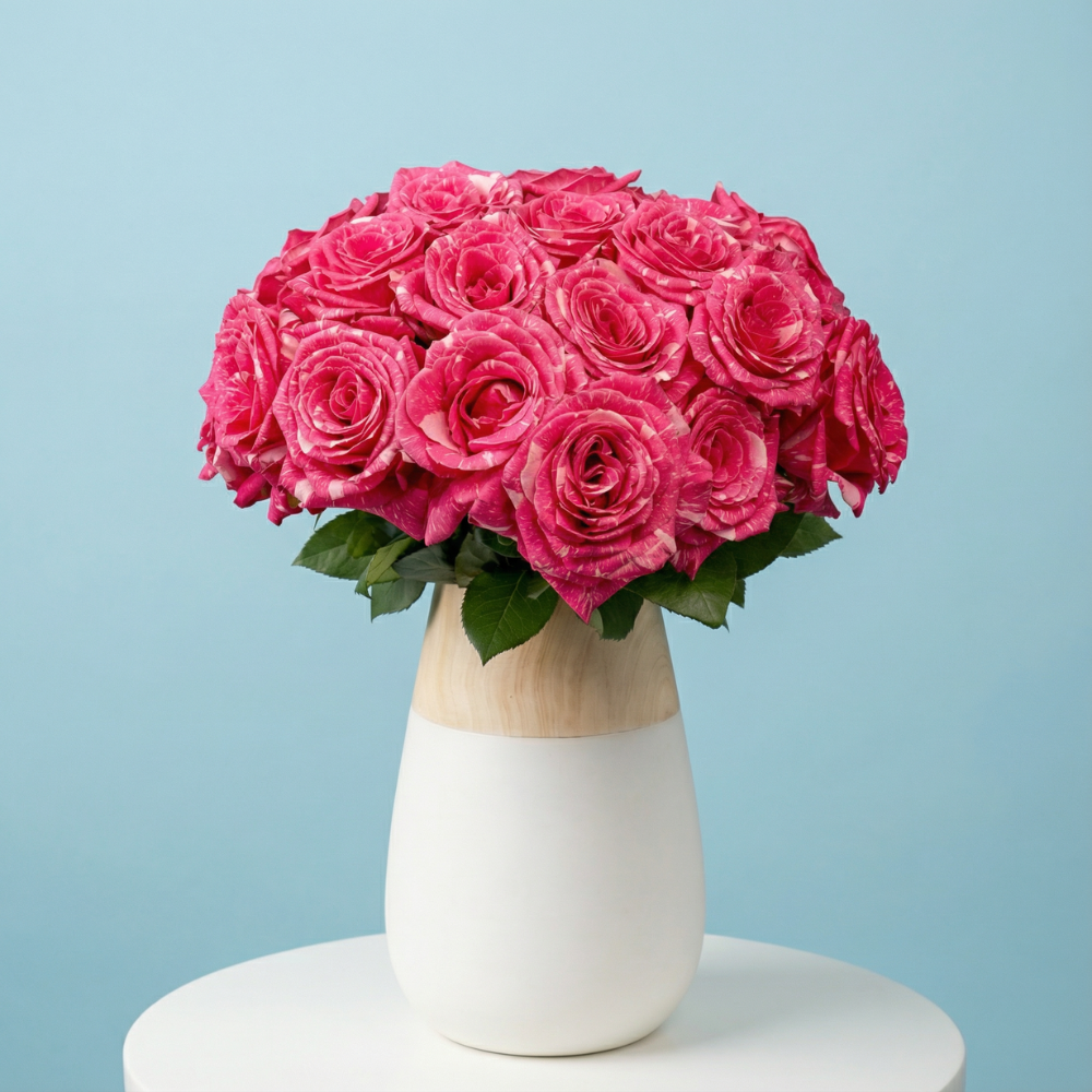 Hot Pink Striped Roses Bouquet | Roses Delivery – Rosaholics
