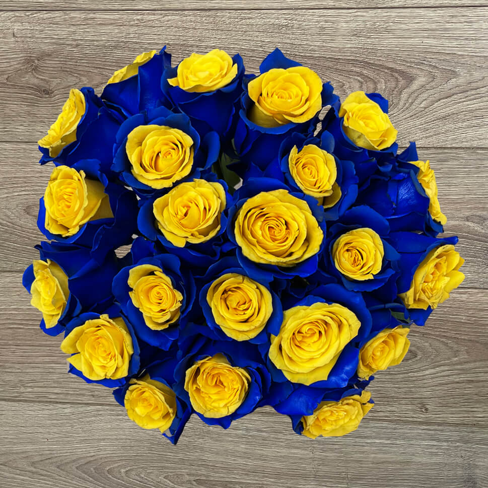 Blue and Yellow Roses Bouquet