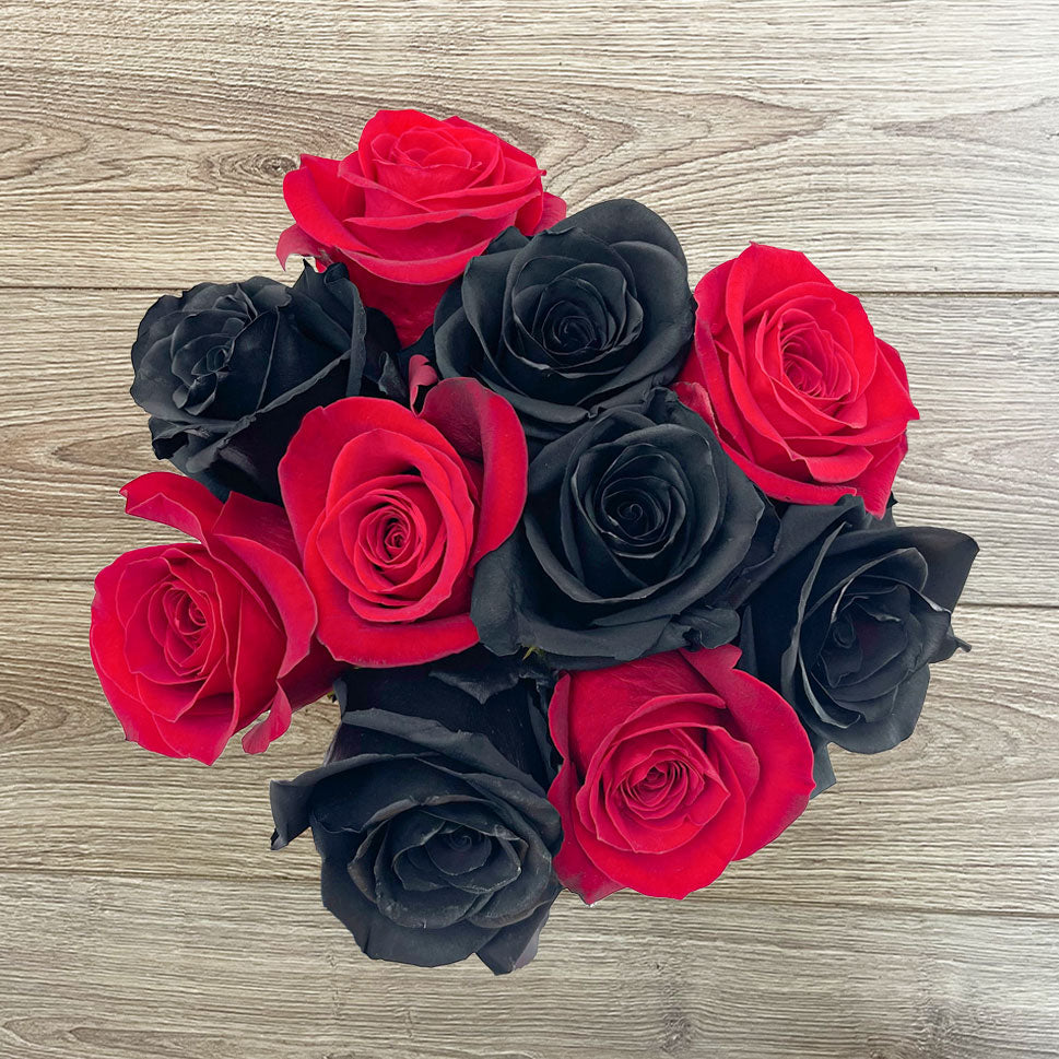 black and red roses bouquet "Deep Love"
