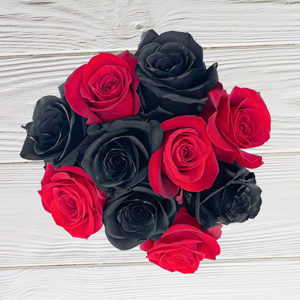 black and red roses bouquet "Deep Love"
