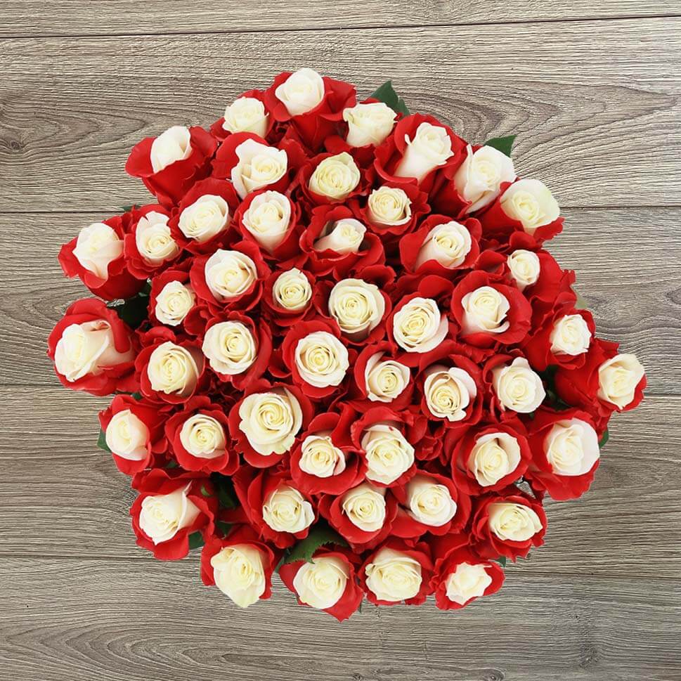 Dolce Amore Rose Bouquet | Red & Cream Roses by Rosaholics