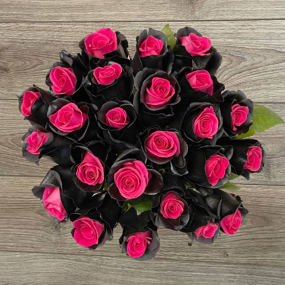 Black & Pink Roses - Eros Bouquet by Rosaholics