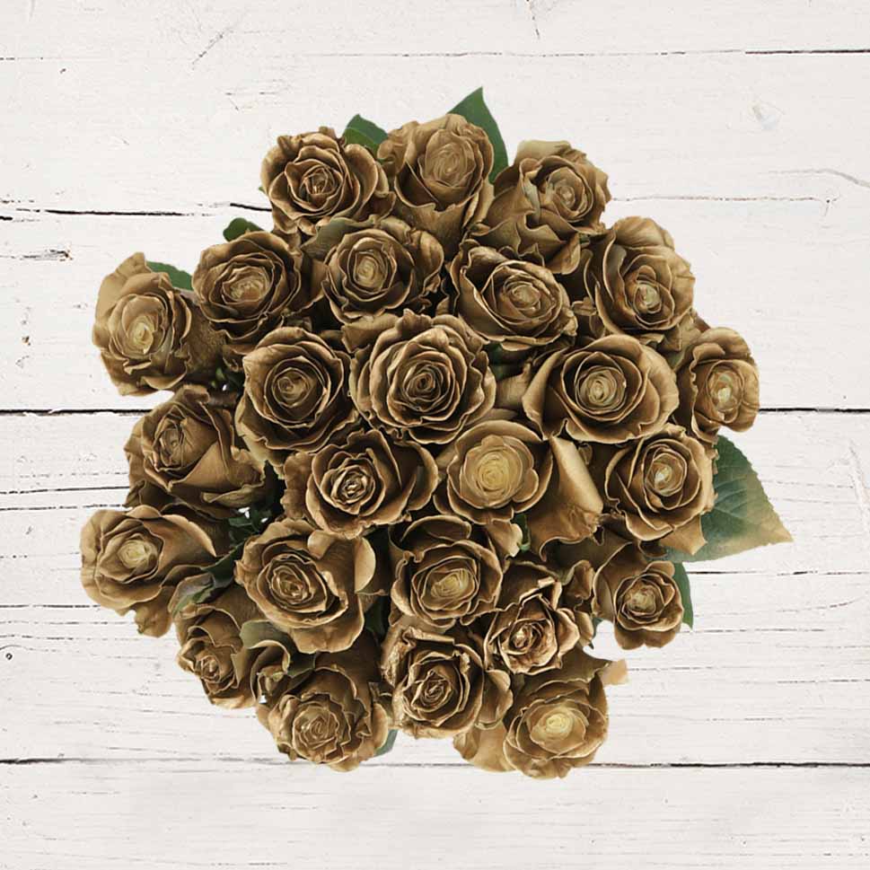 Gold Roses – Golden Frost Bouquet by Rosaholics