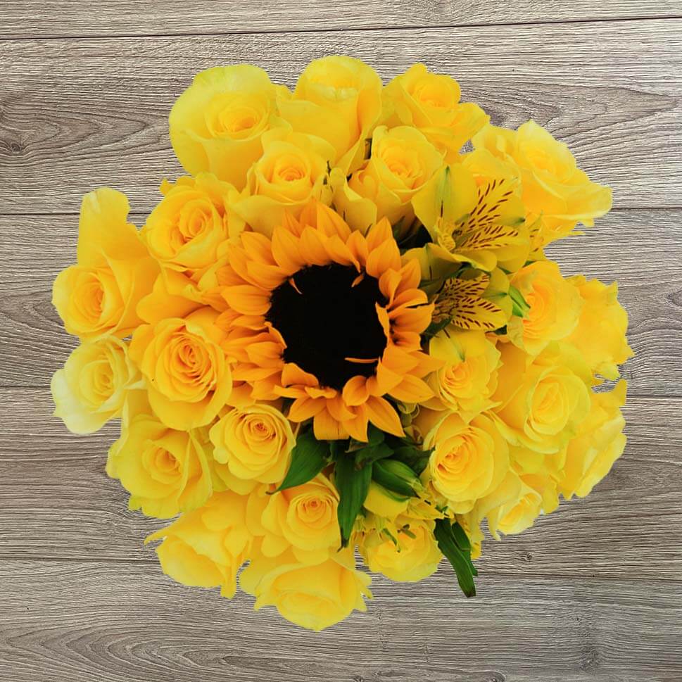 Golden Sun yellow roses bouquet by Rosaholics