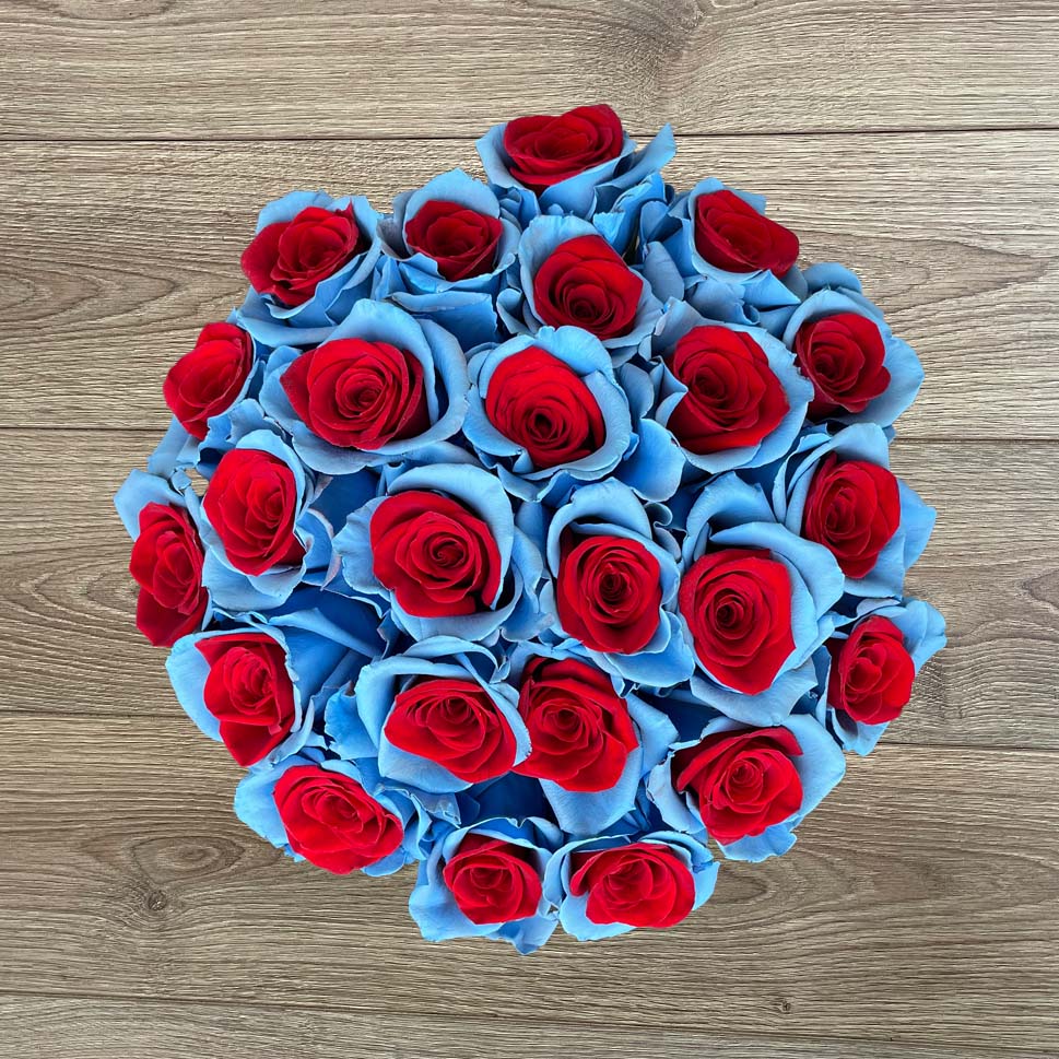 Blue and Red Roses Bouquet - Multicolored roses
