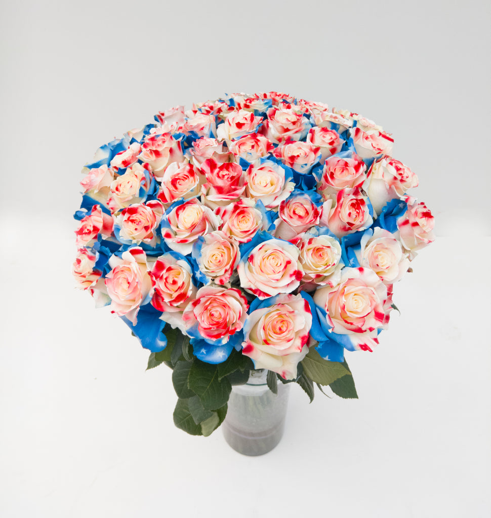 Red, white and blue roses bouquet - America