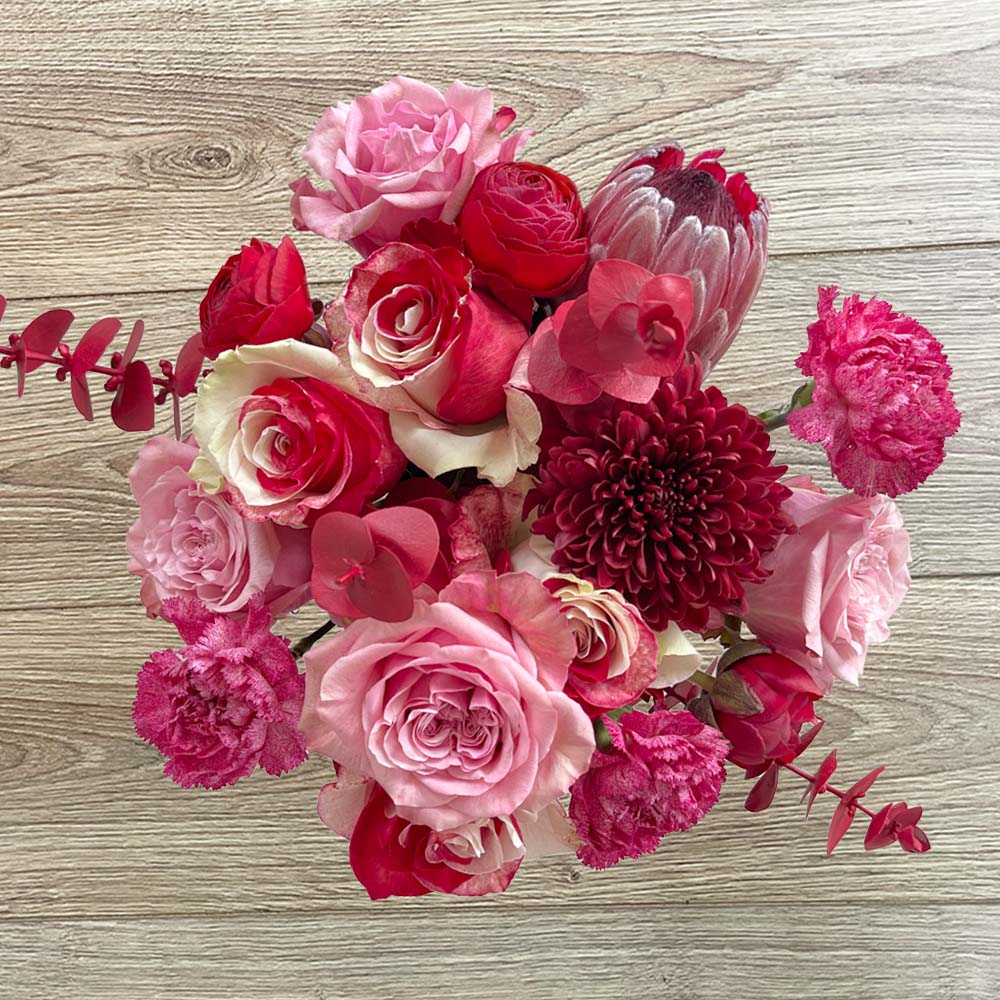 Love Potion bouquet - Red and Pink Roses Bouquet with Carnations