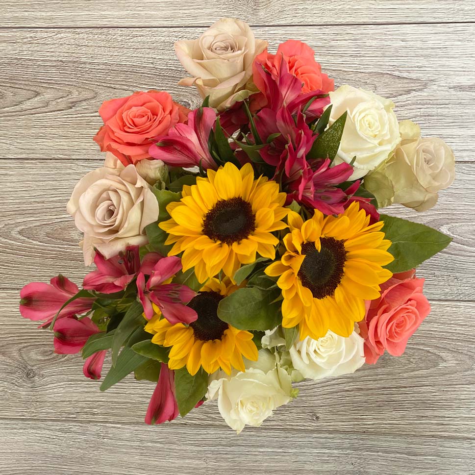 Roses and Sunflowers - LOVE YOU FOREVER Bouquet by Rosaholics