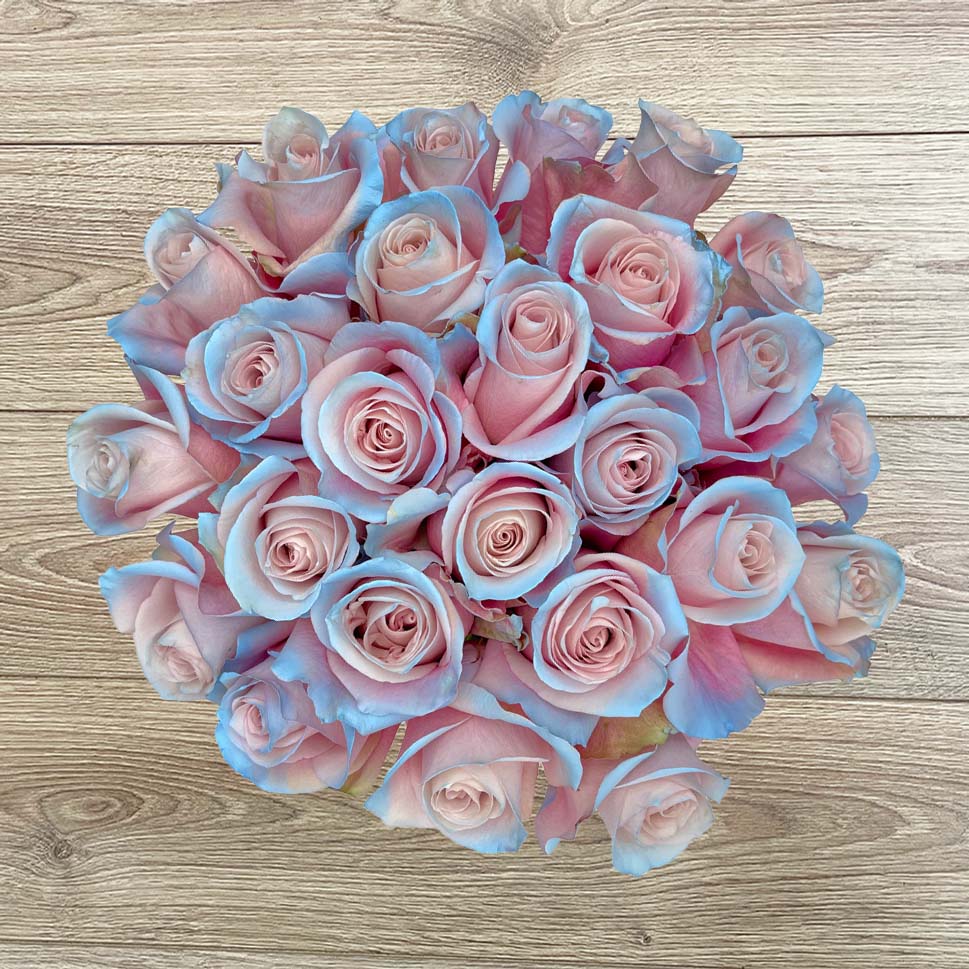  Pink and Blue Roses - Marvel Rose Bouquet by Rosaholics