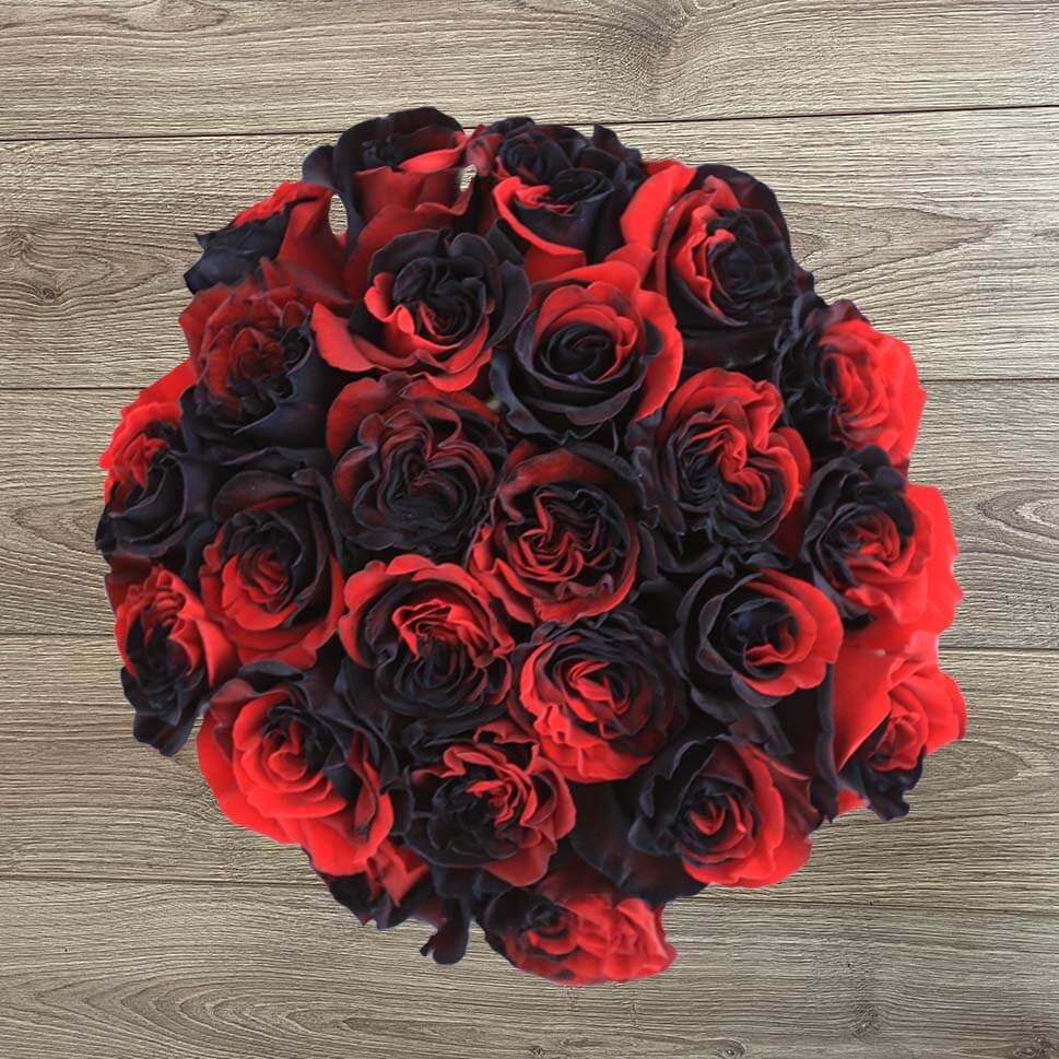 Red and Black Roses - Manchester Bouquet by Rosaholics