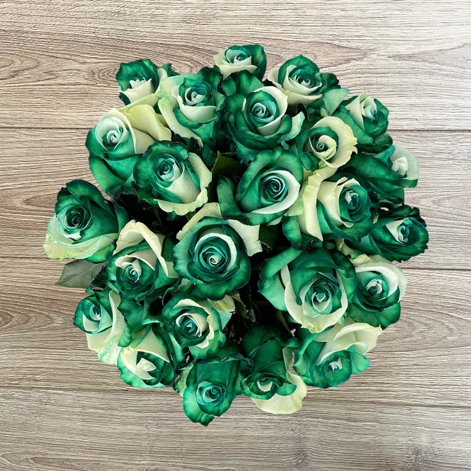 Green and White Roses Bouquet 