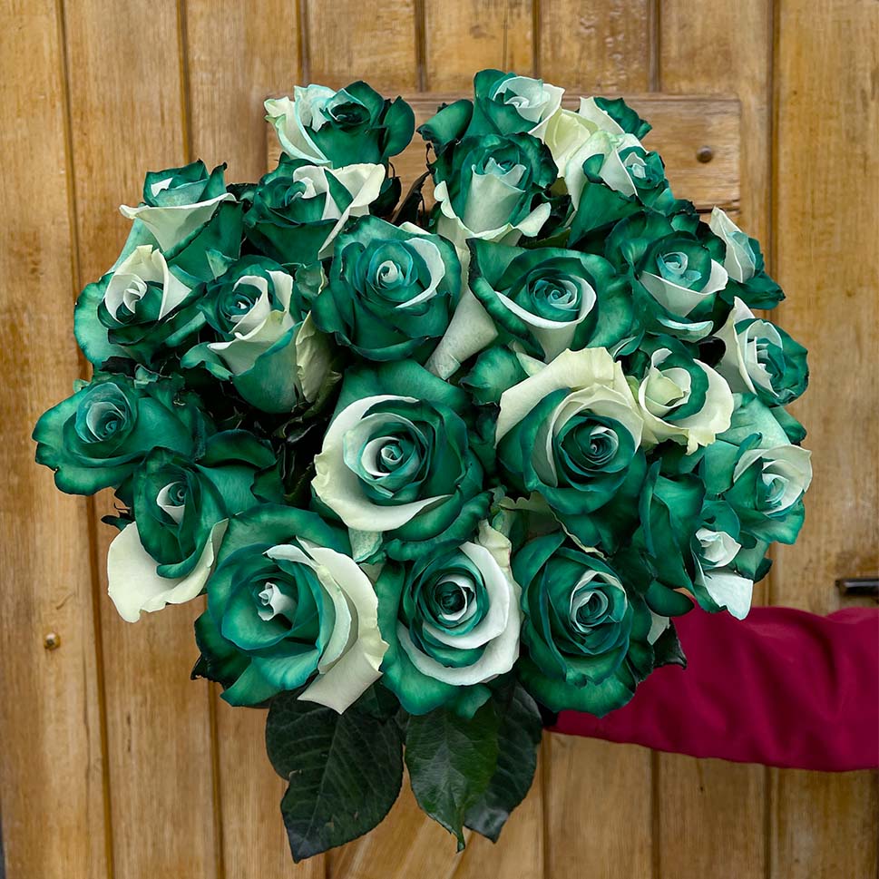 Green & White Rose Bouquet | Multicolored Roses – Rosaholics