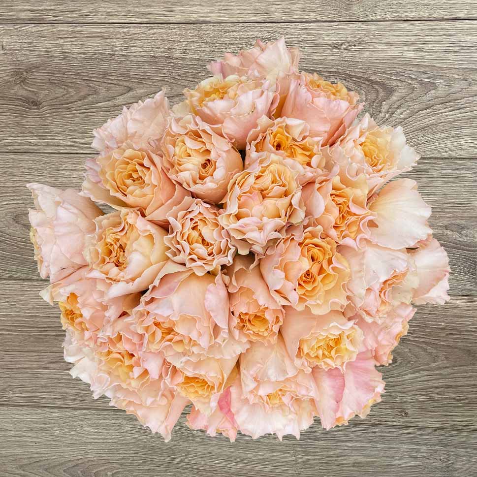 Peach Roses with Crimped Petals - SUNSET GARDEN Bouquet by Rosaholics