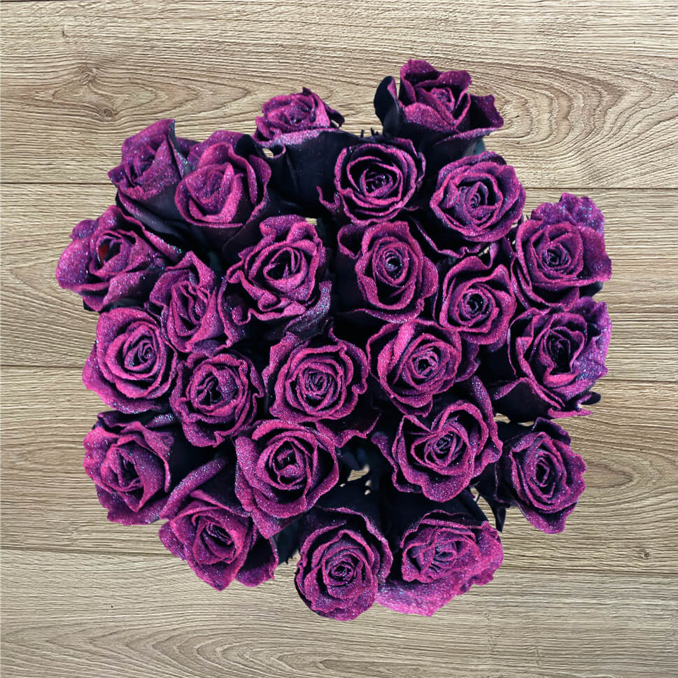 Purple Sparkle Roses - Savage Bouquet by Rosaholics