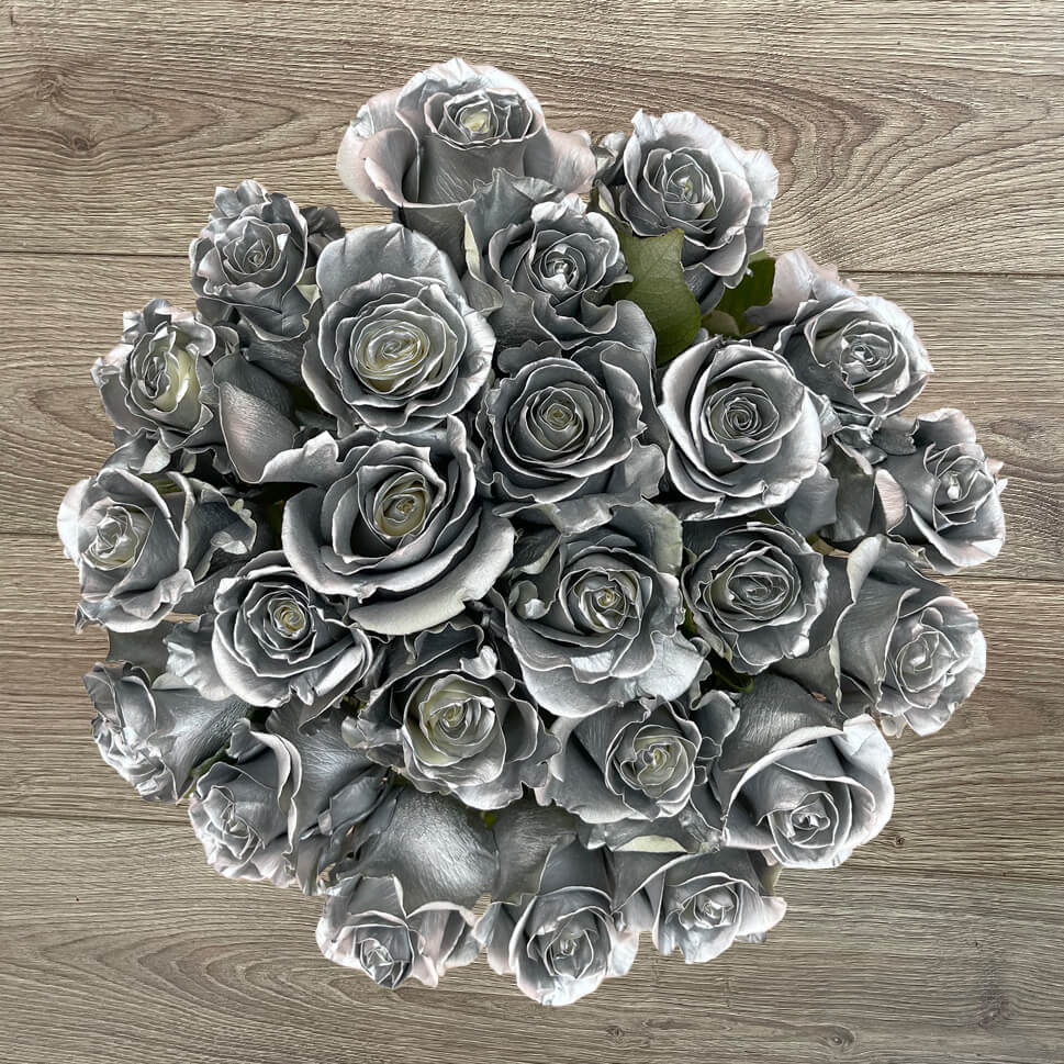 Silver Rose Bouquet - Metallic Roses by Rosaholics