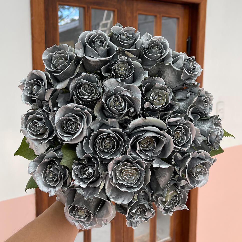 Silver Rose Bouquet in the hand
