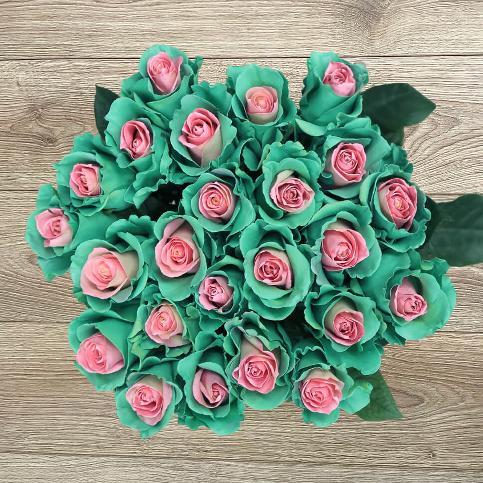 Green and Pink Roses - Sweet Harmony Bouquet by Rosaholics