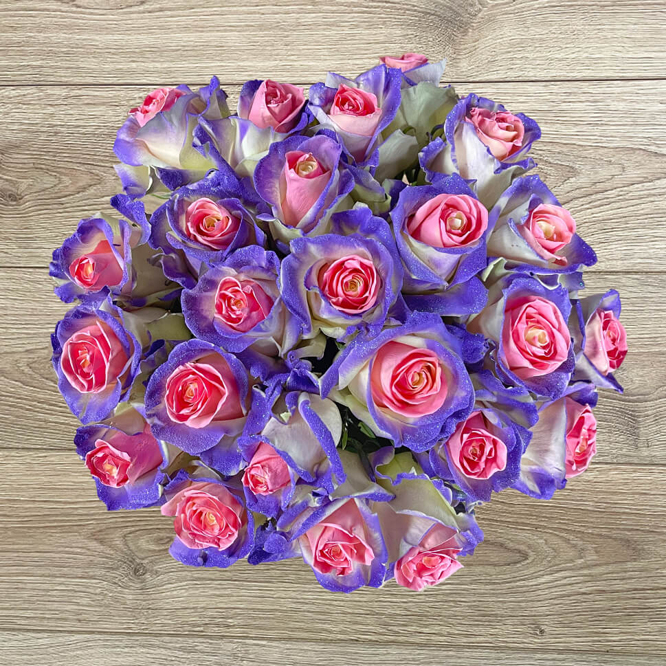 Pink and purple rose bouquet